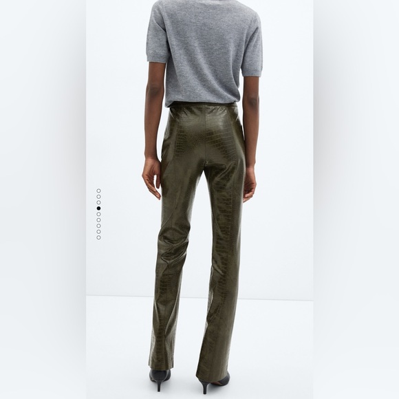 Mango green faux-leather trousers - Picture 2 of 7